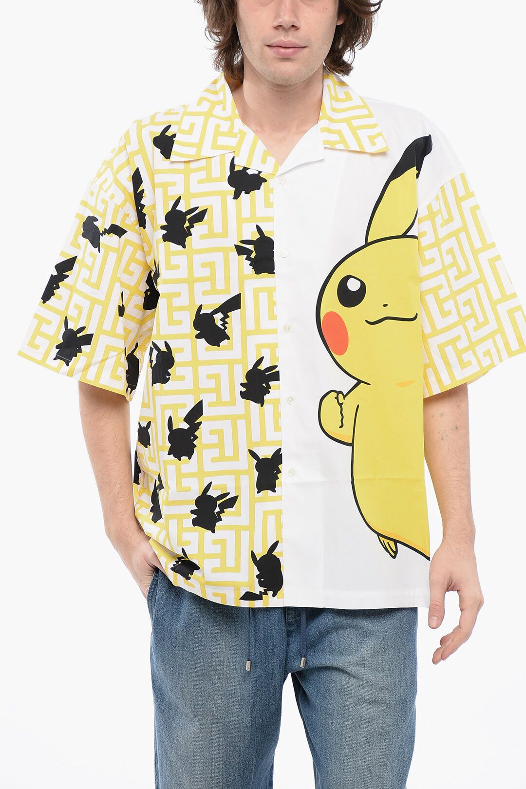 x 프린팅 코튼 볼링 셔츠 BALMAIN X POKEMON Printed Cotton Bowling Shirt 621692