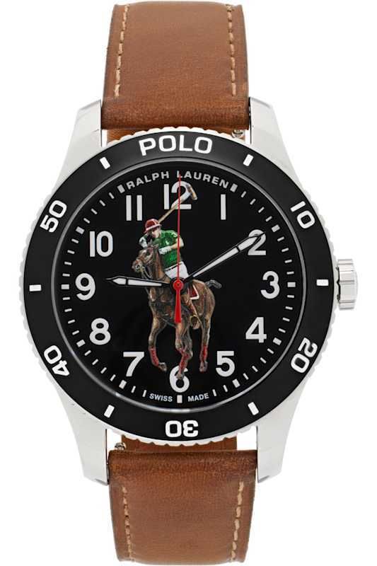 실버 브라운 폴로 플레이어 시계 Silver & Brown Polo Player Watch 17531371