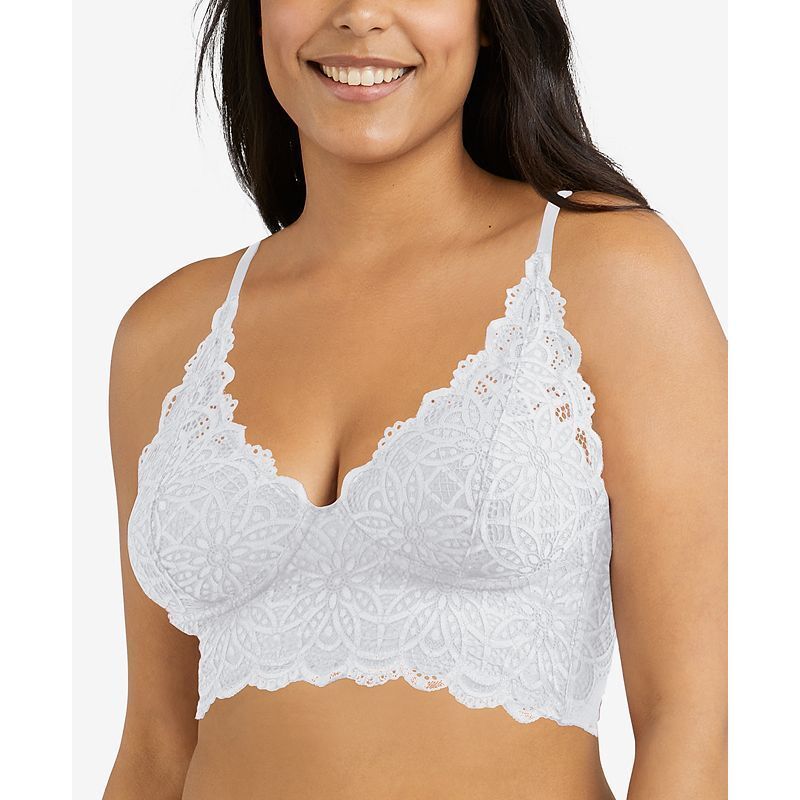컴포트 레이스 메쉬 롱라인 브라렛 Pure Comfort Lace & Mesh Longline Wireless Bralette DM1188 16367522 White With Silver Lurex