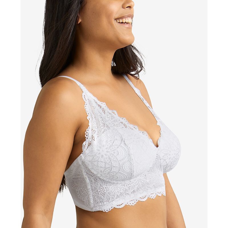 컴포트 레이스 메쉬 롱라인 브라렛 Pure Comfort Lace & Mesh Longline Wireless Bralette DM1188 16367522 White With Silver Lurex