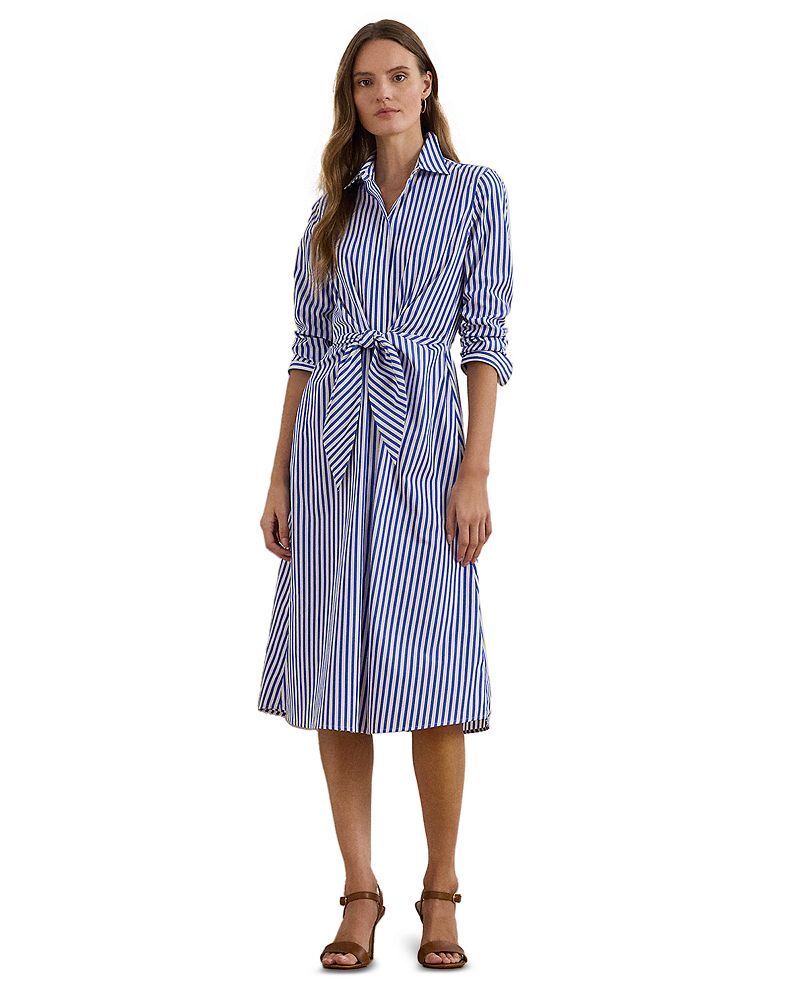 스트라이프 타이 셔츠 드레스 Striped Tie Front Broadcloth Shirt Dress 5387621