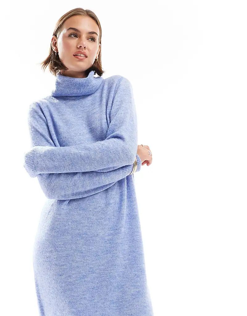 Midi-Pulloverkleid in Hortensienblau mit Rollkragen 206887828BLAU