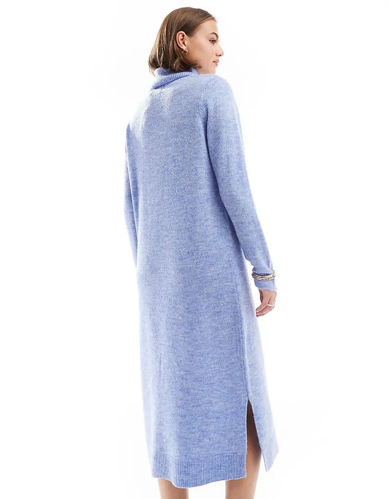 Midi-Pulloverkleid in Hortensienblau mit Rollkragen 206887828BLAU