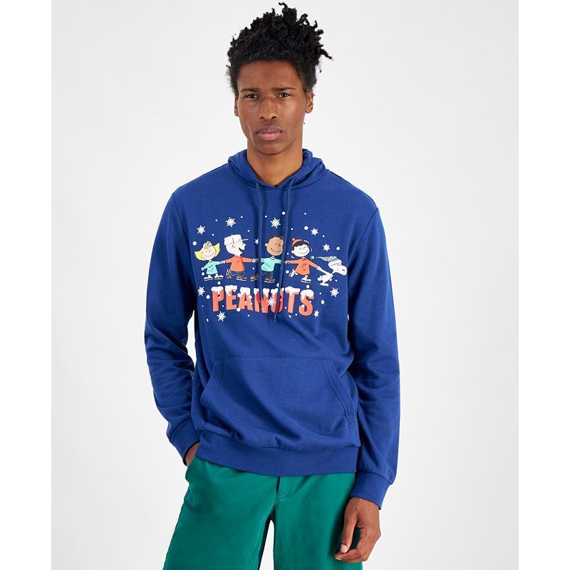 Hybrid Men s Peanuts Holiday Skating Regular Fit Printed Fleece Hoodie 18876793