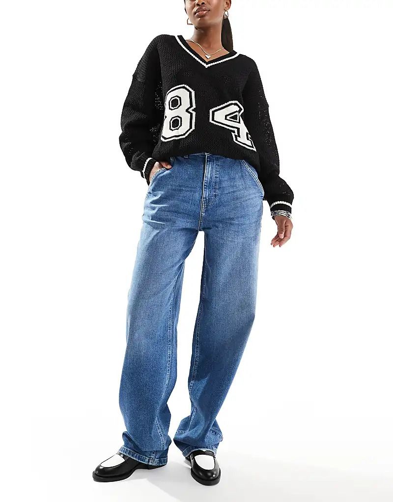 데님 Gia   Lockere Jeans in mittelblauer Waschung mit mittelhohem Bund 206887377Mittelblau