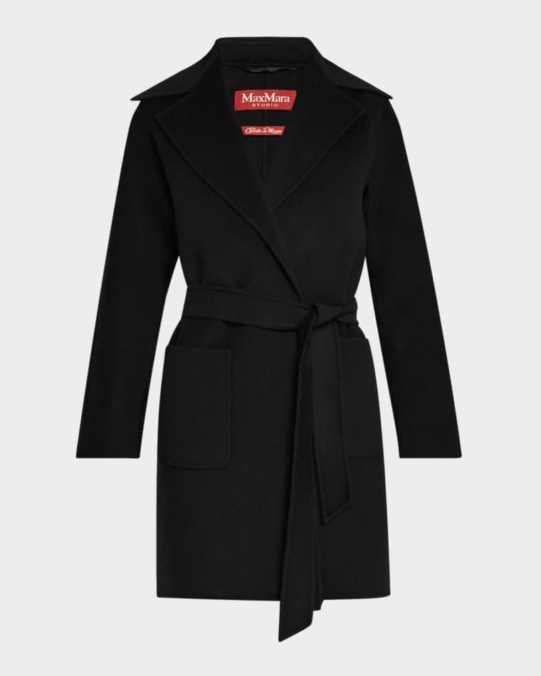 코트 Valda Notched Wrap-Front Coat prod276700364BLACK