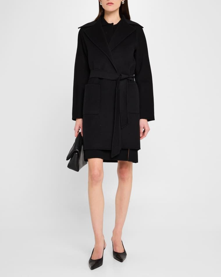 코트 Valda Notched Wrap-Front Coat prod276700364BLACK