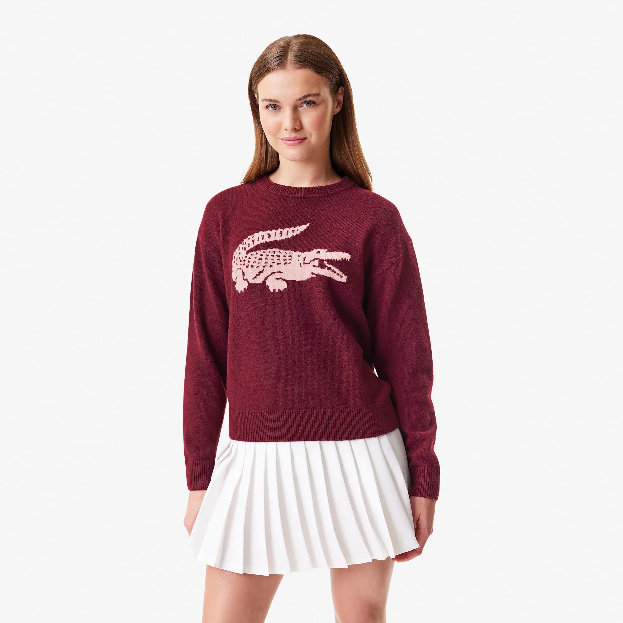 여성 배색 스웨터 Women's Lacoste x Bandier Contrast Crocodile Sweater AF5842-51-IYH