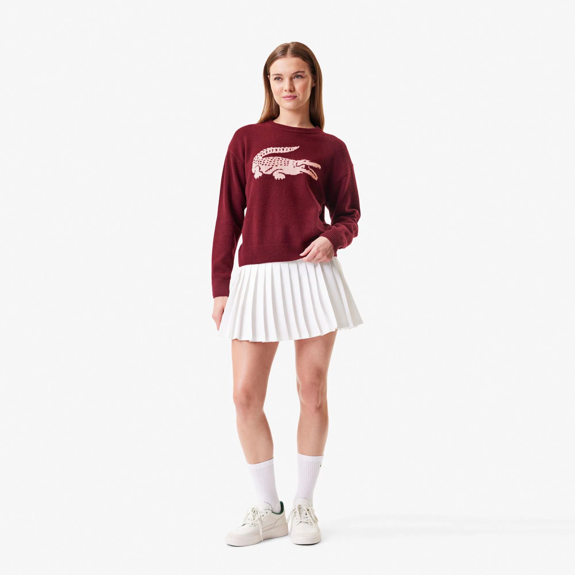 여성 배색 스웨터 Women's Lacoste x Bandier Contrast Crocodile Sweater AF5842-51-IYH