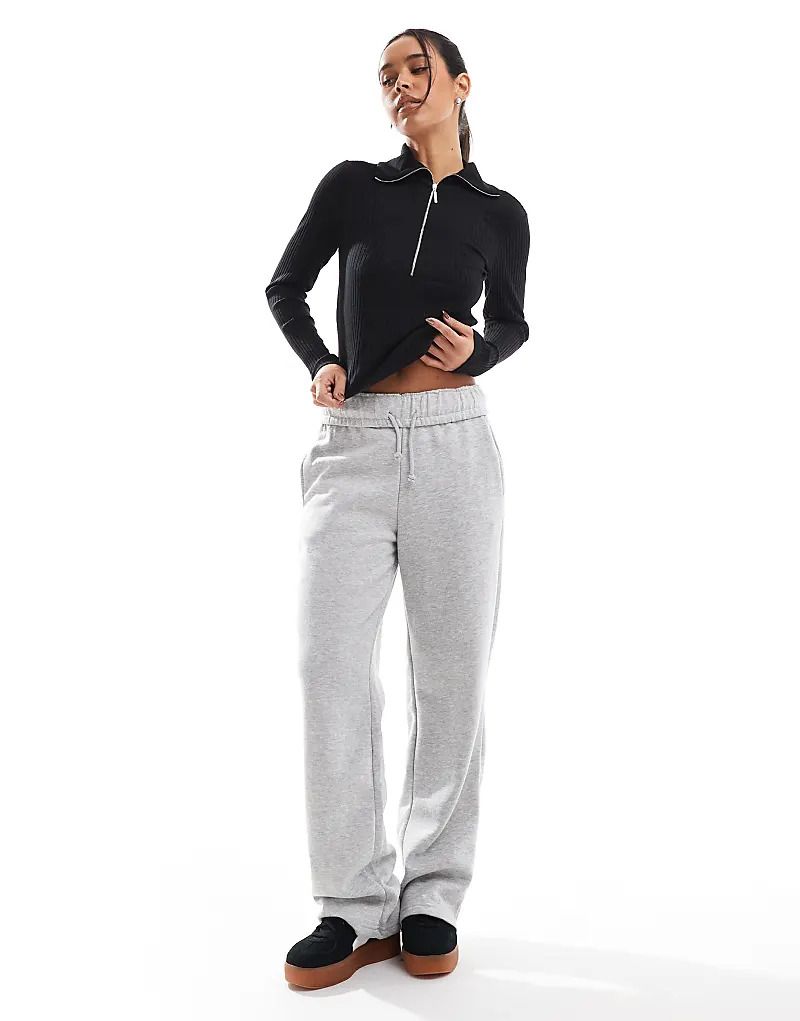 그레이 & Boyfriend-Jogginghose in Grau mit weitem Bein und Umschlag 207731645GRAU