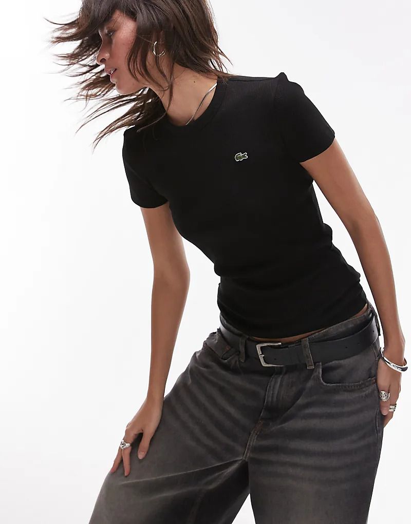 티셔츠 블랙 로고 Figurbetontes T-Shirt in Schwarz mit Logo 207031262SCHWARZ