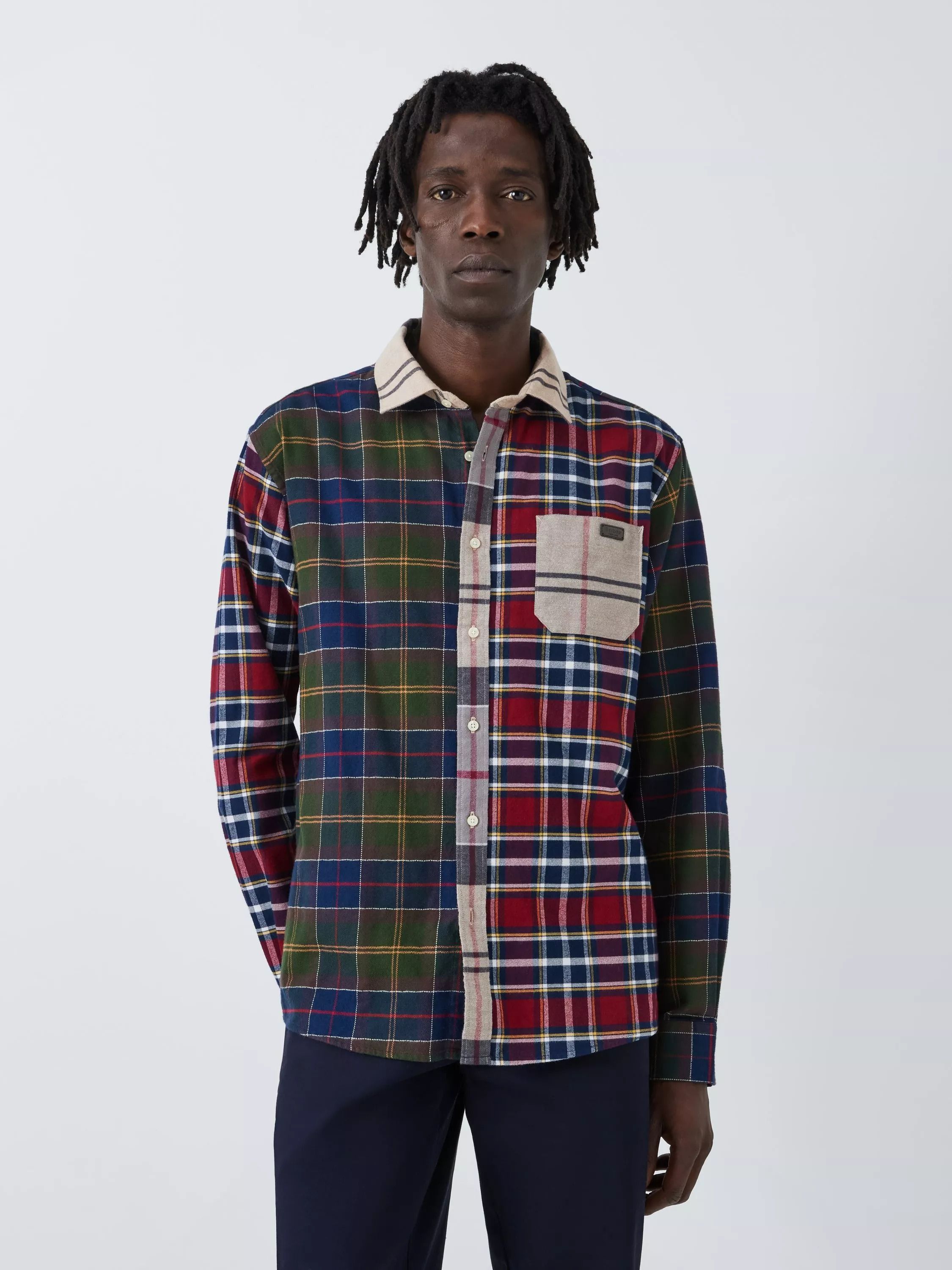 타탄 체크 패치워크 셔츠 멀티 Tomorrow's Archive Mutan Tartan Patchwork Shirt, Multi Tartan 112286687