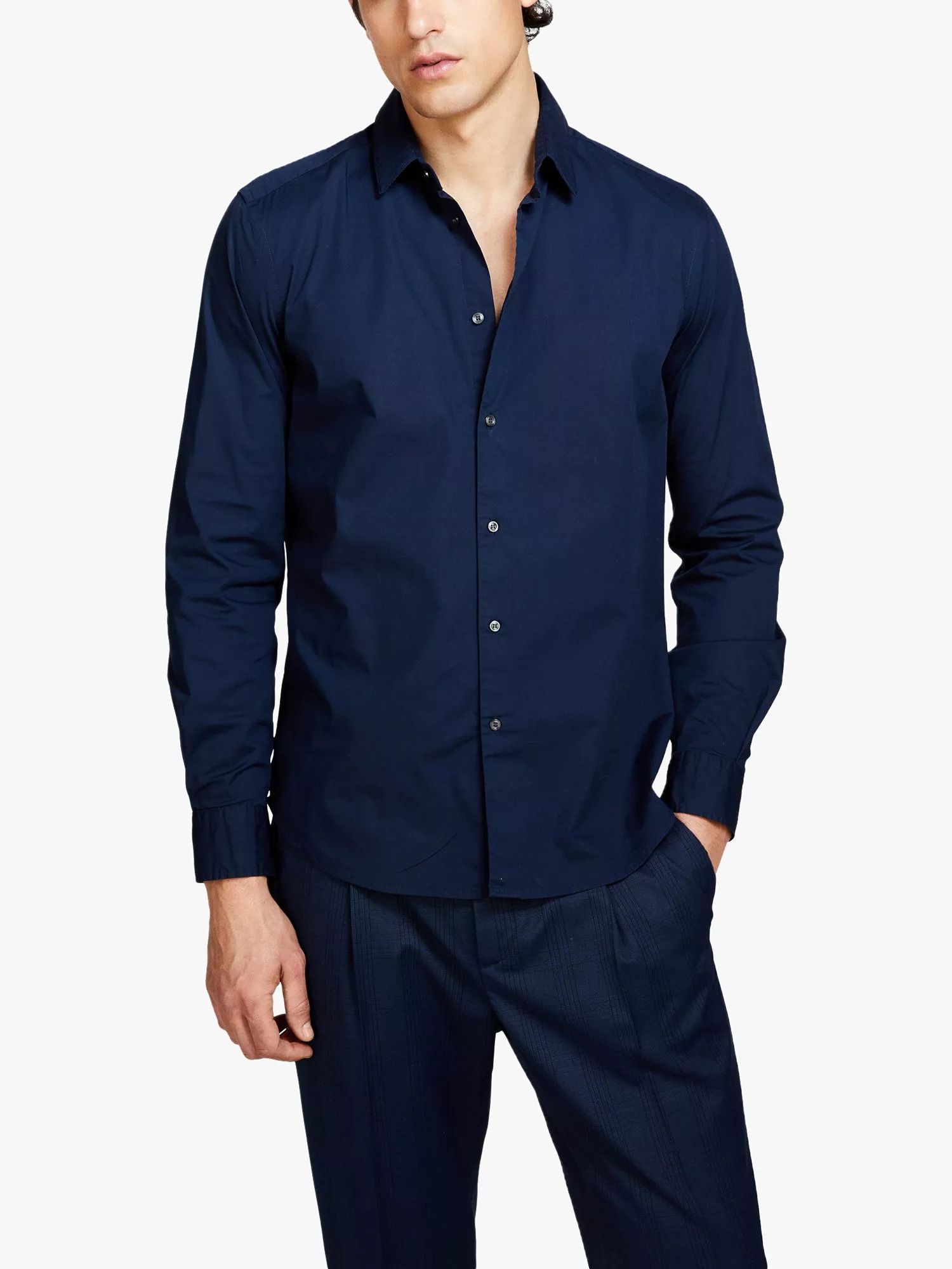 슬림 핏 롱 슬리브 셔츠 Slim Fit Long Sleeve Shirt 111882064 Blue