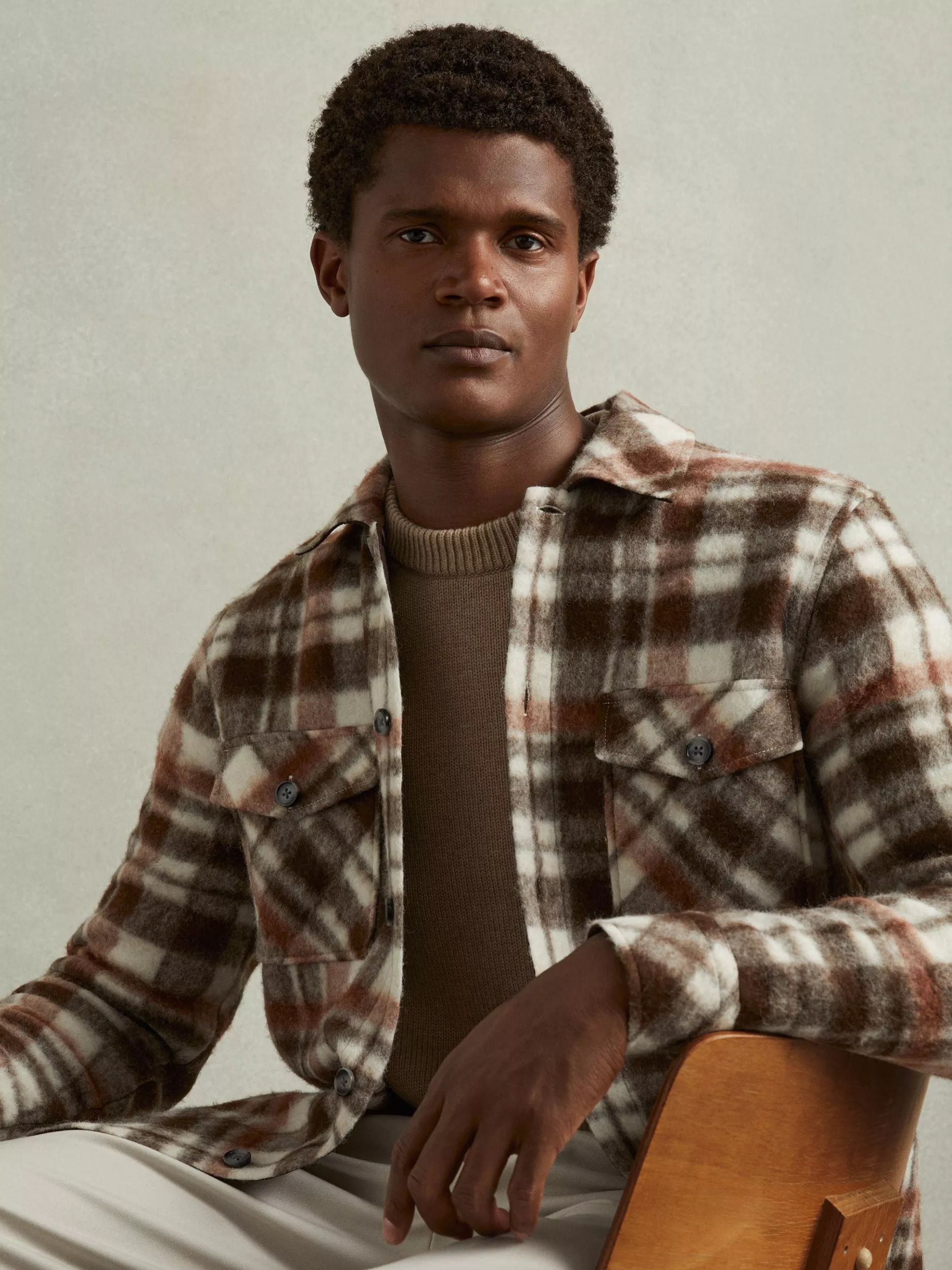 오버셔츠 Wade Patch-Pocket Checked Overshirt, Brown/Multi 112667255