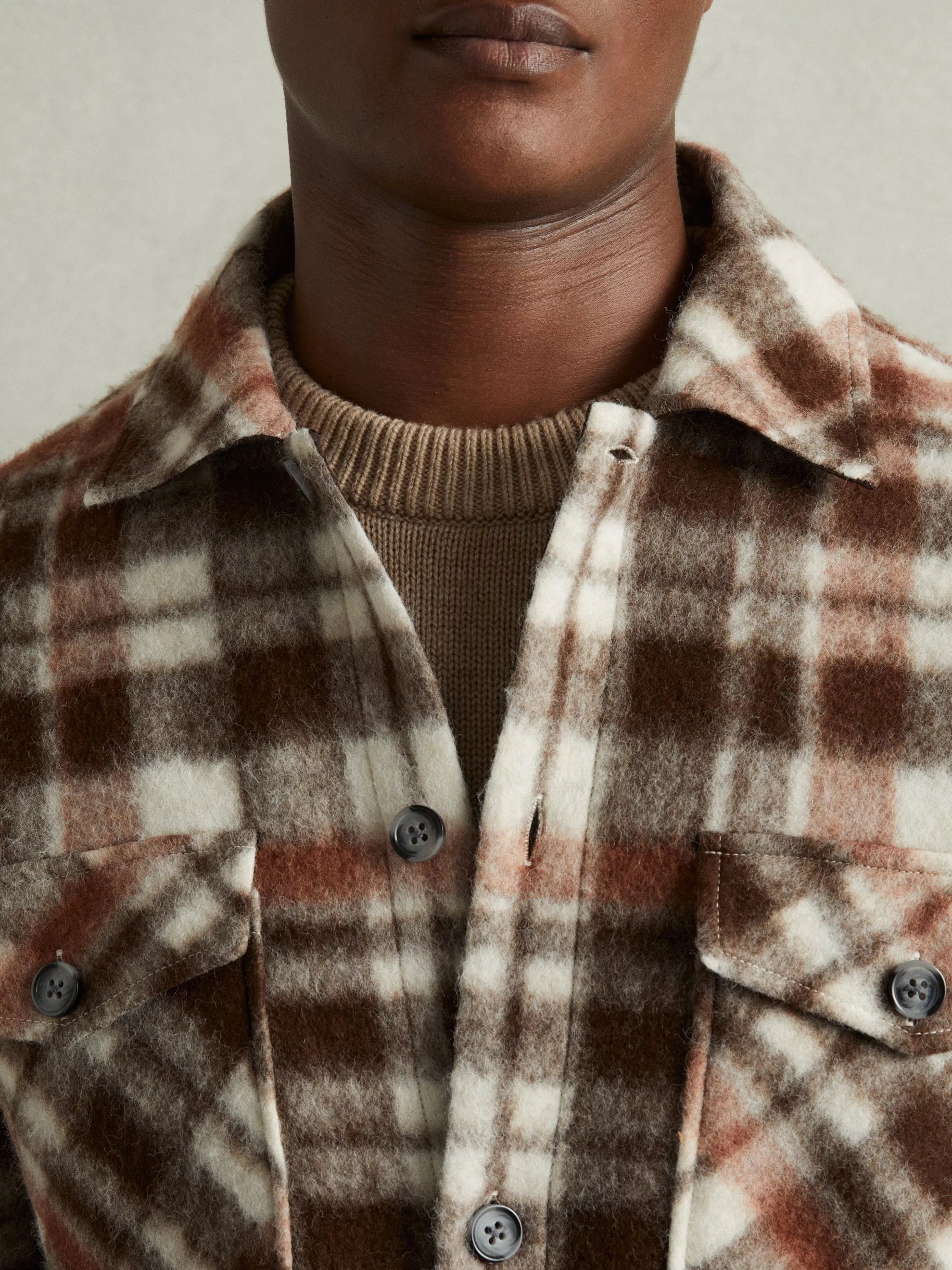 오버셔츠 Wade Patch-Pocket Checked Overshirt, Brown/Multi 112667255