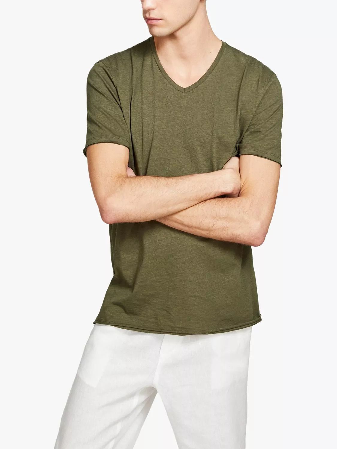 슬림 핏 브이넥 티셔츠 Slim Fit V-Neck T-Shirt 112062262 Green