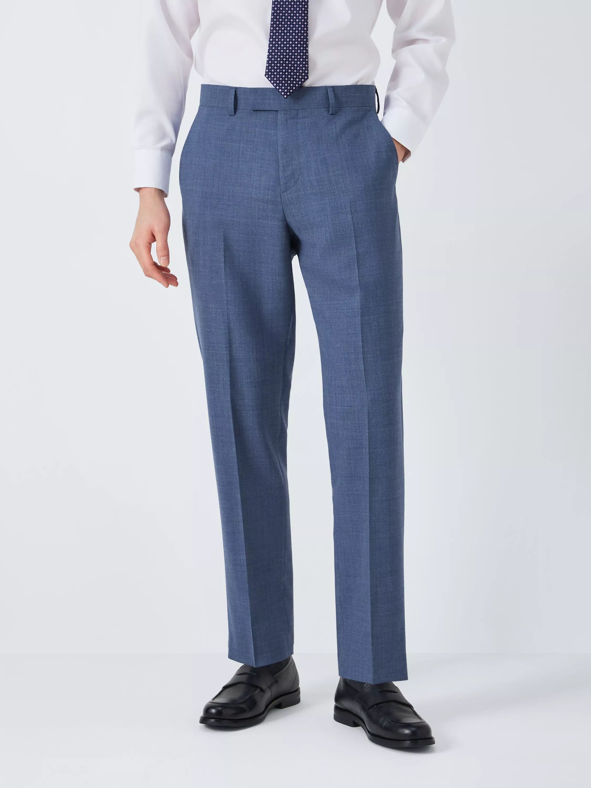 울 멜란지 레귤러 핏 바지 미드 블루 Warwick Wool Melange Regular Fit Trousers, Mid Blue 111485767