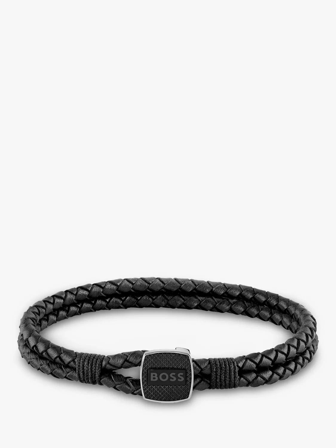 보스 남성 브레이디드 가죽 팔찌 BOSS Men's Braided Leather Bracelet 5415968 Black