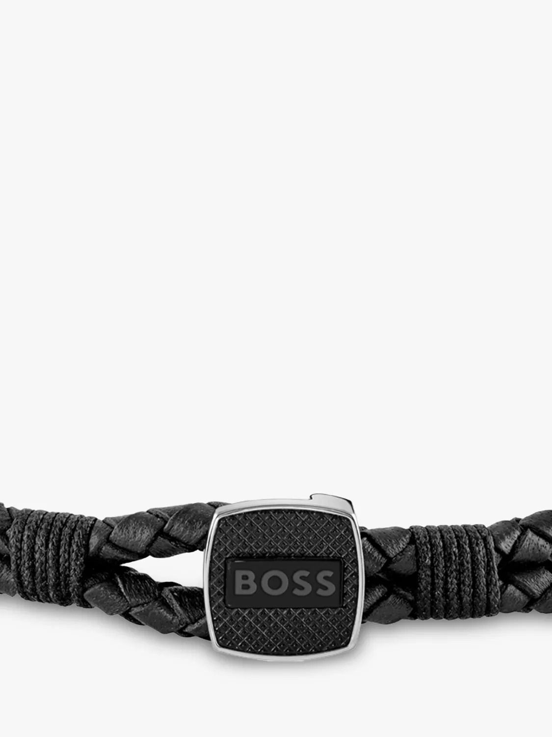 보스 남성 브레이디드 가죽 팔찌 BOSS Men's Braided Leather Bracelet 5415968 Black