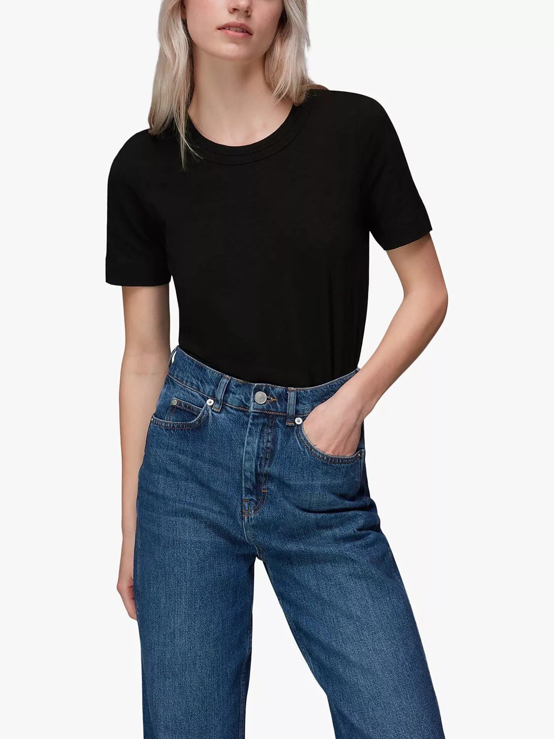핑크 더블 트리밍 코튼 티셔츠 Rosa Double Trim Cotton T-Shirt 6221949 Black
