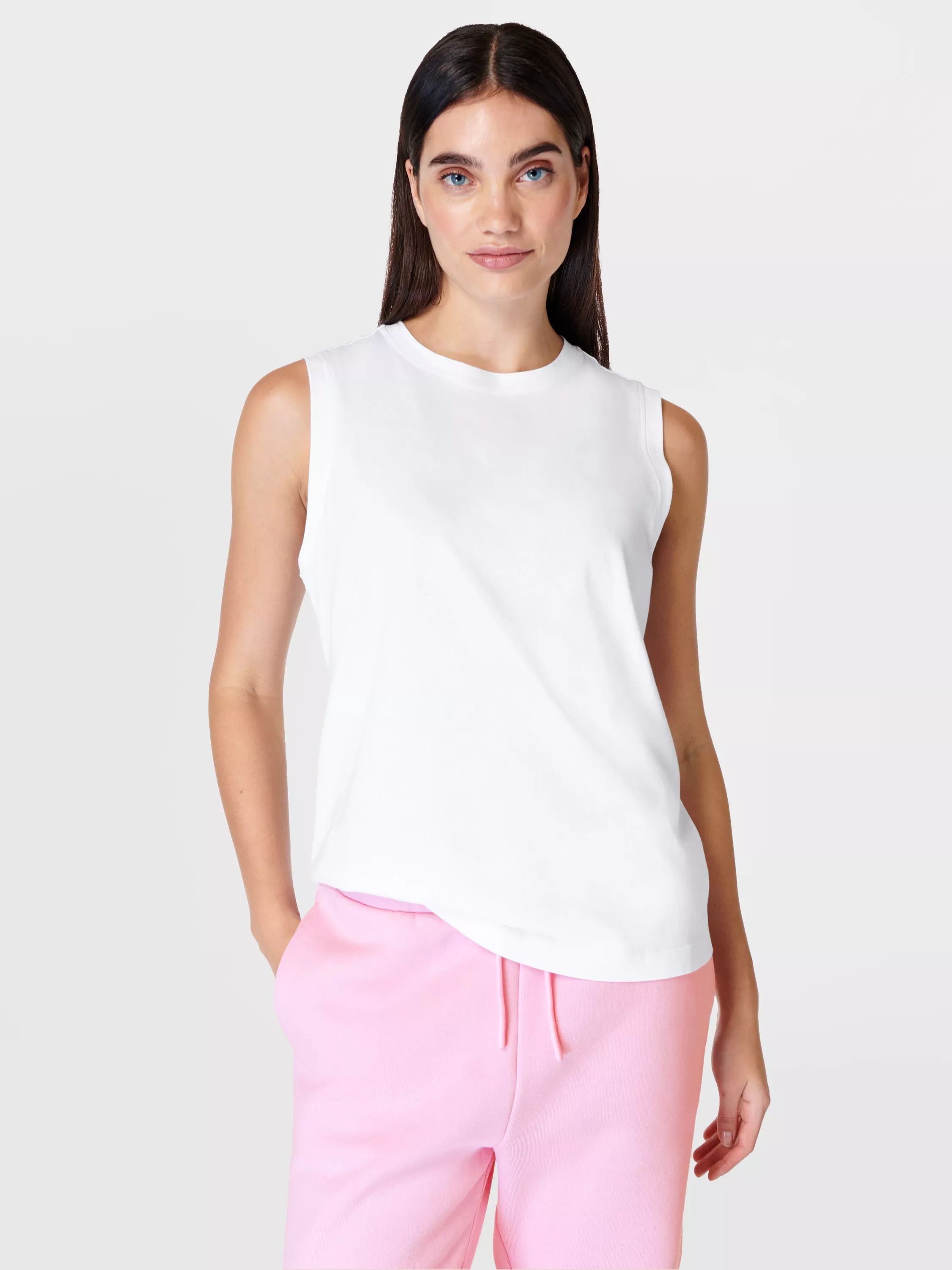 에센셜 오가닉 코튼 블렌드 탱크 탑 Essential Organic Cotton Blend Tank Top 112079512 White