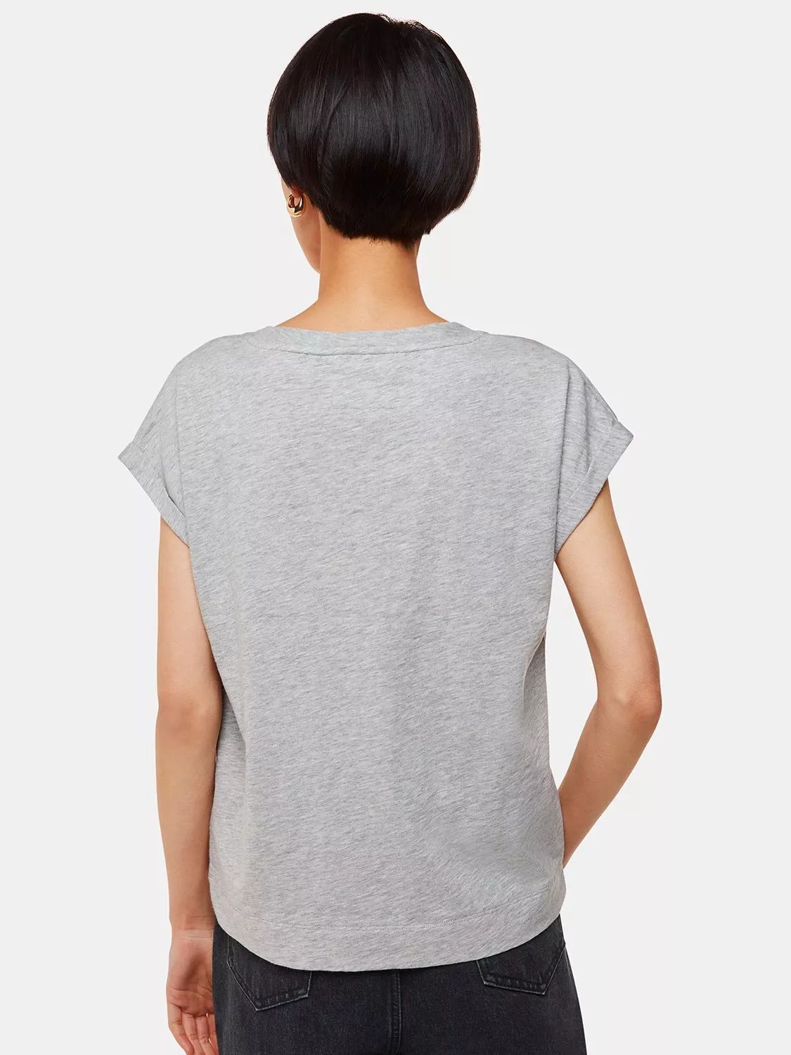 오가닉 코튼 브이넥 모자 슬리브 티셔츠 Willa Organic Cotton V-Neck Cap Sleeve T-Shirt 6050053 Grey Marl