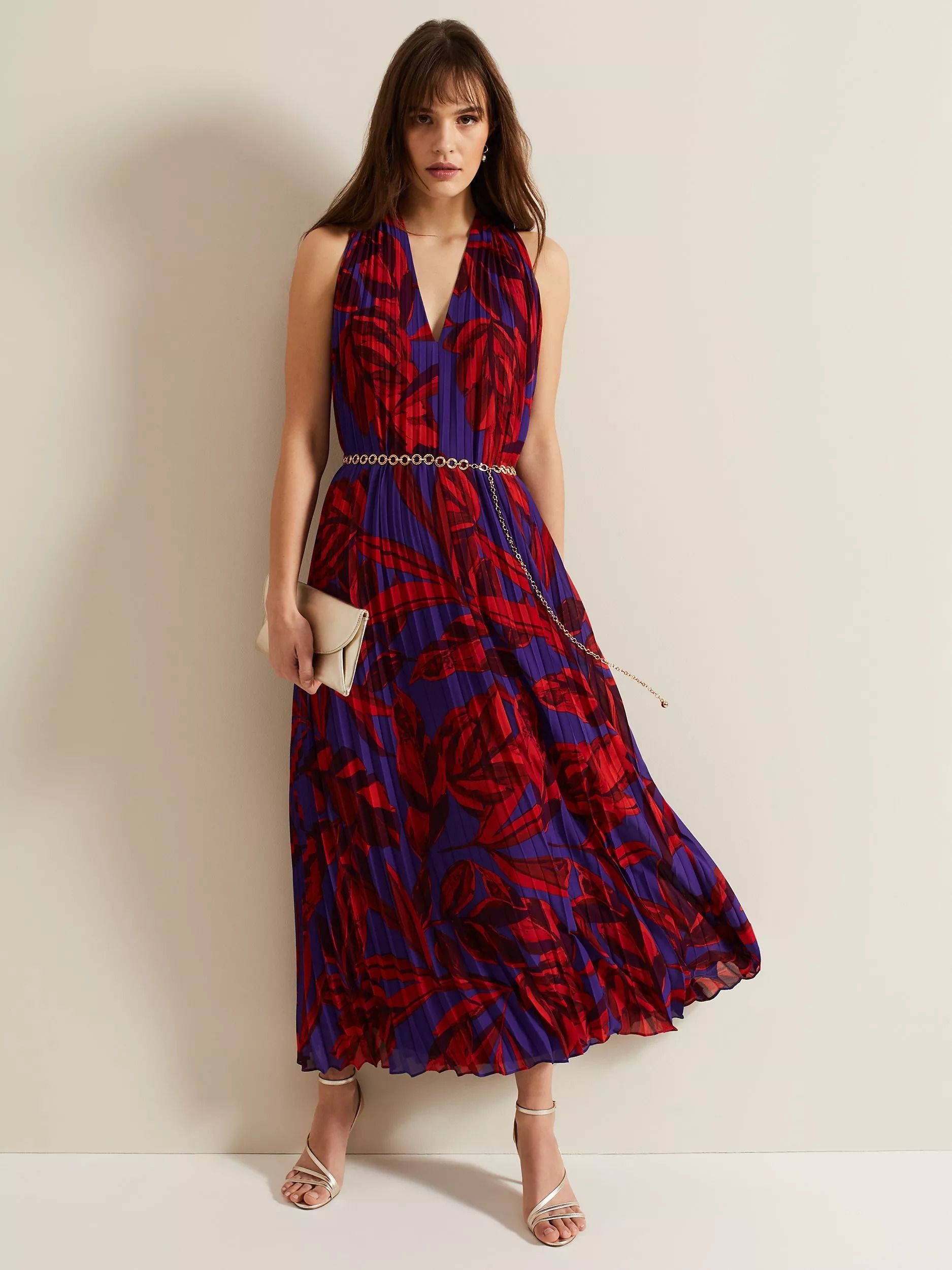 아델라이드 플리츠 드레스 Adelaide Pleated Midaxi Dress, Violet/Multi 111878347
