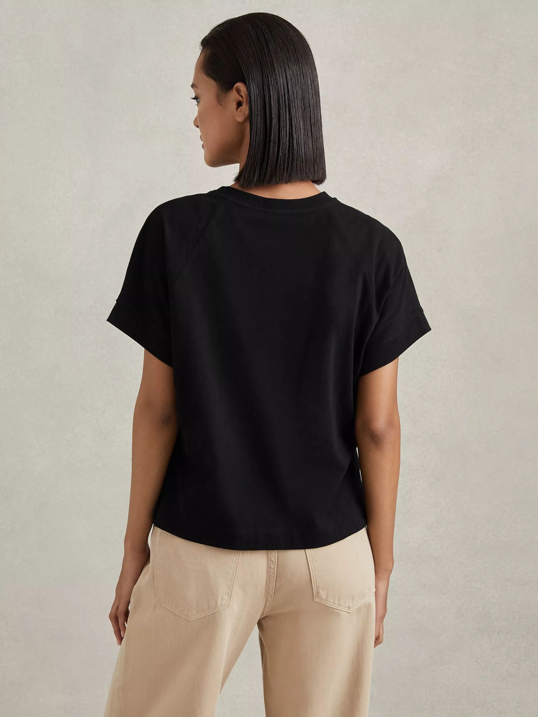 박시 코튼 티셔츠 Lois Boxy Cotton T-Shirt 111687629 Black