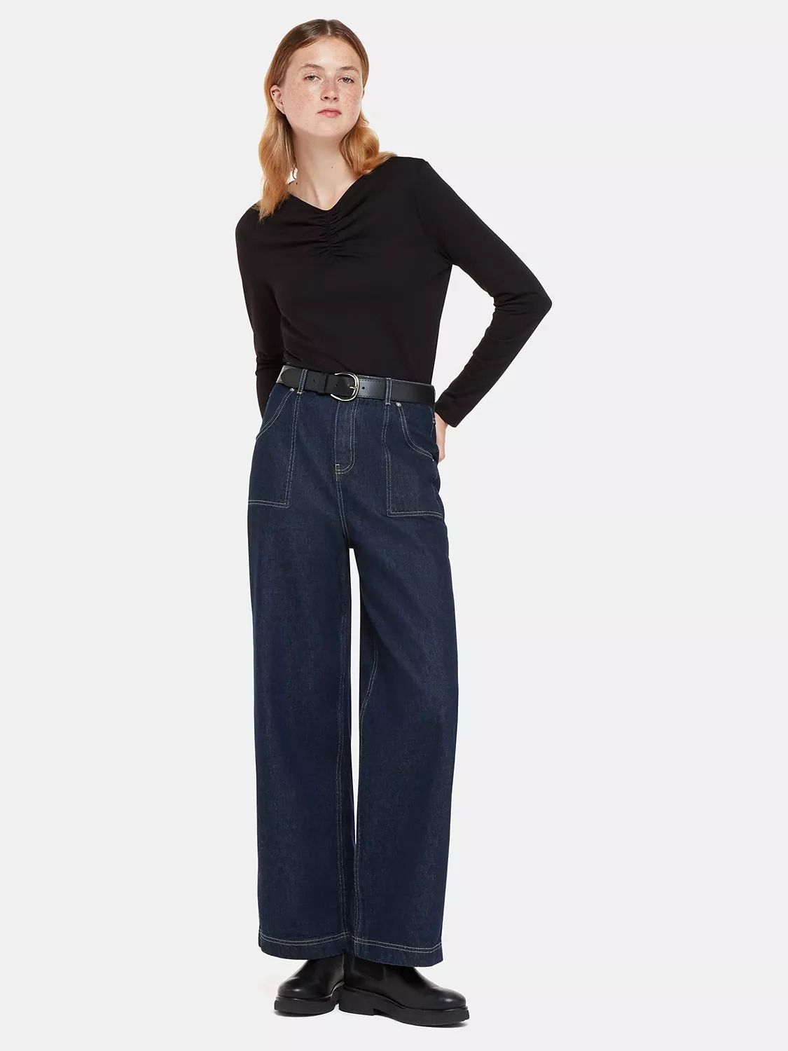 하이 브이넥 탑 High V-Neck Ruched Top 110975038 Black