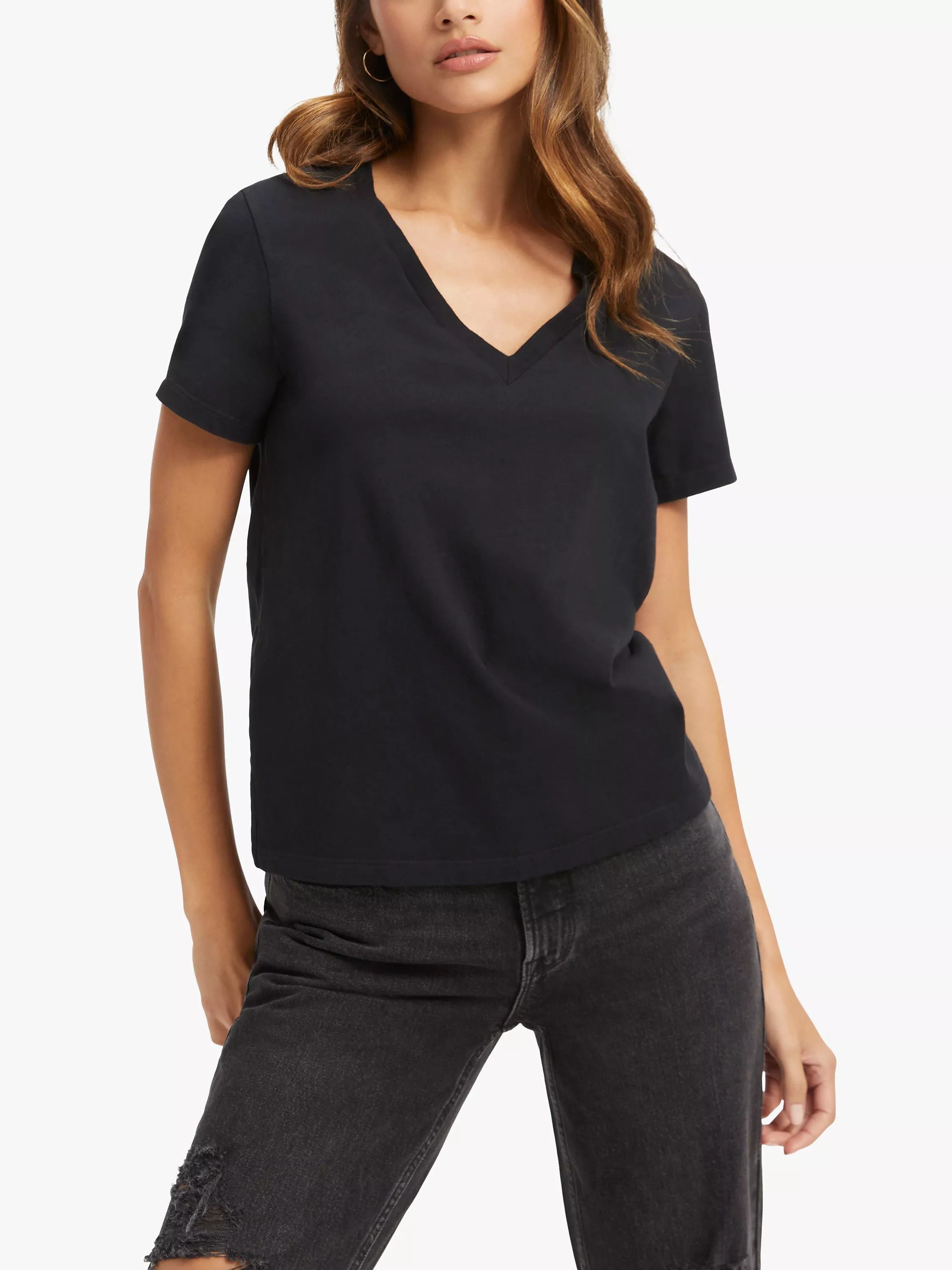 헤리티지 플레인 브이넥 티셔츠 Heritage Plain V-Neck T-Shirt 110399352 Black