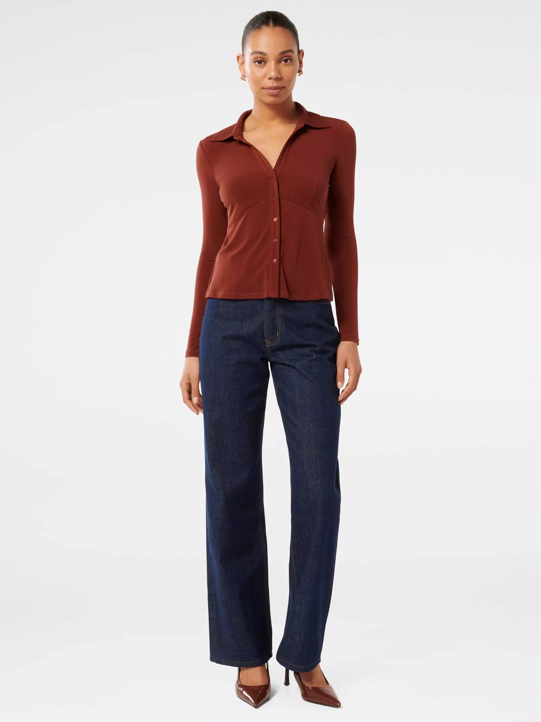 크레페 셔츠 Terri Crepe Shirt 112624923 Burnt Red