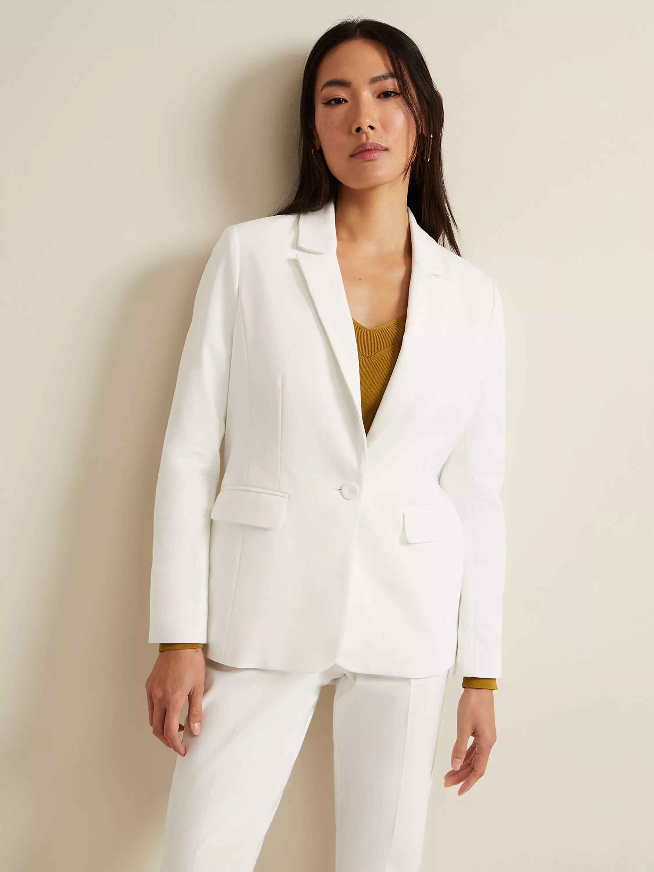 핏 수트 자켓 화이트 Ulrica Fitted Suit Jacket, White 111560681