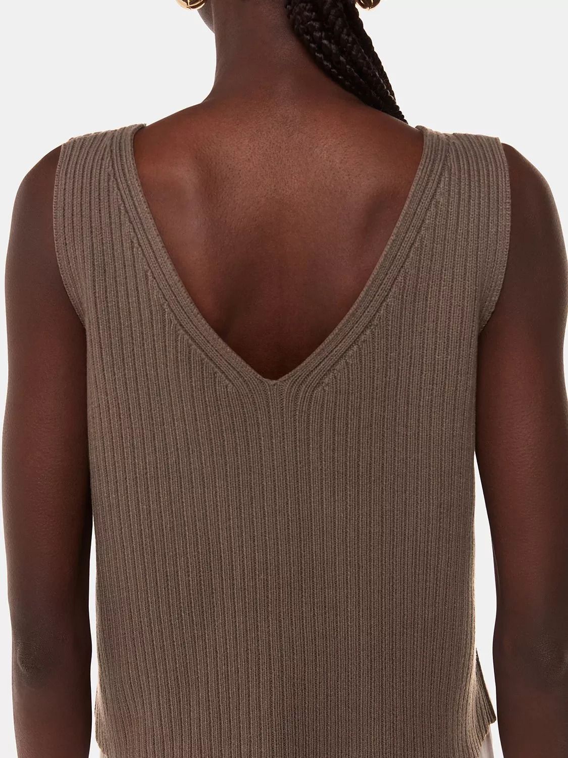 코튼 블렌드 버튼 베스트 탑 Cotton Blend Button Front Vest Top 112044871 Chocolate