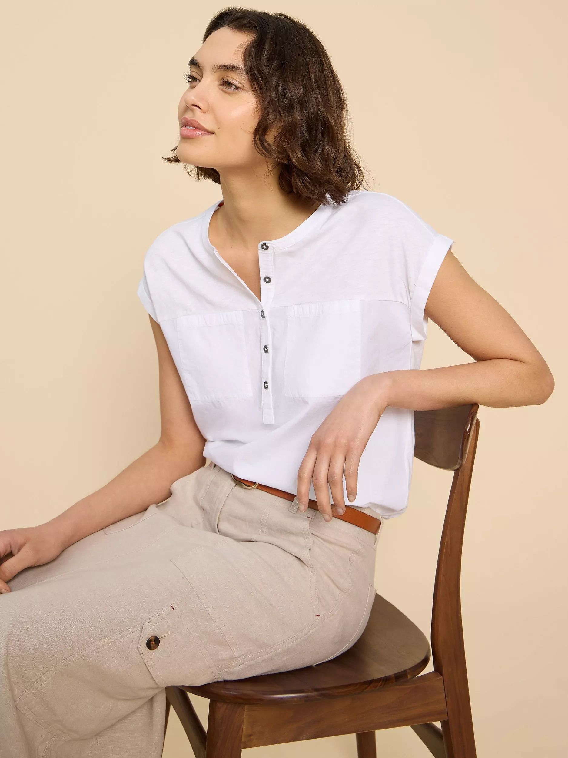 코튼 저지 티셔츠 Beth Cotton Jersey T-Shirt 111574893 Brilliant White