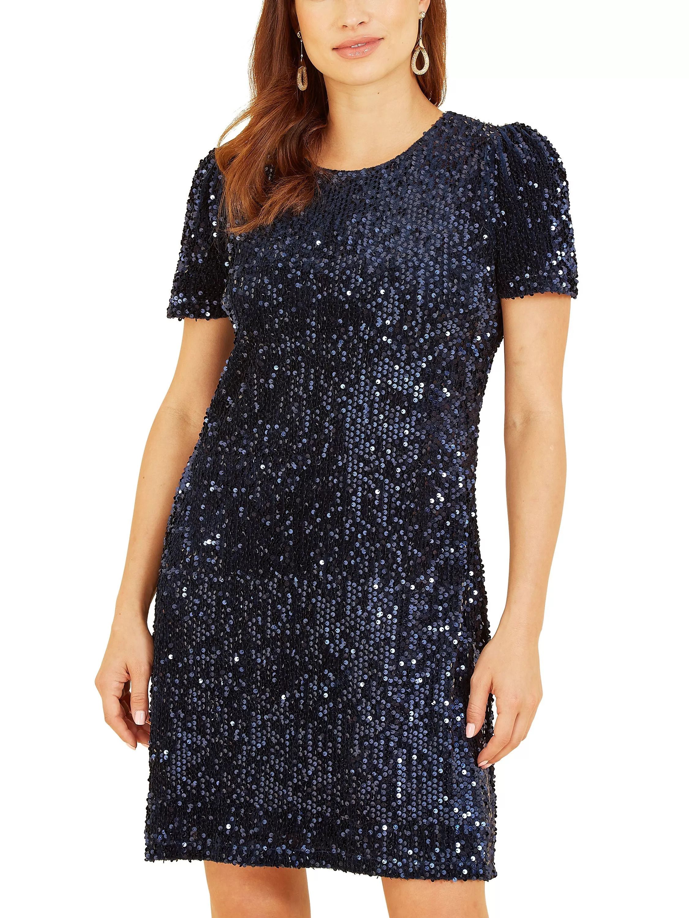시퀸 튜닉 미니 드레스 Mela Sequin Tunic Mini Dress 112584983 Navy