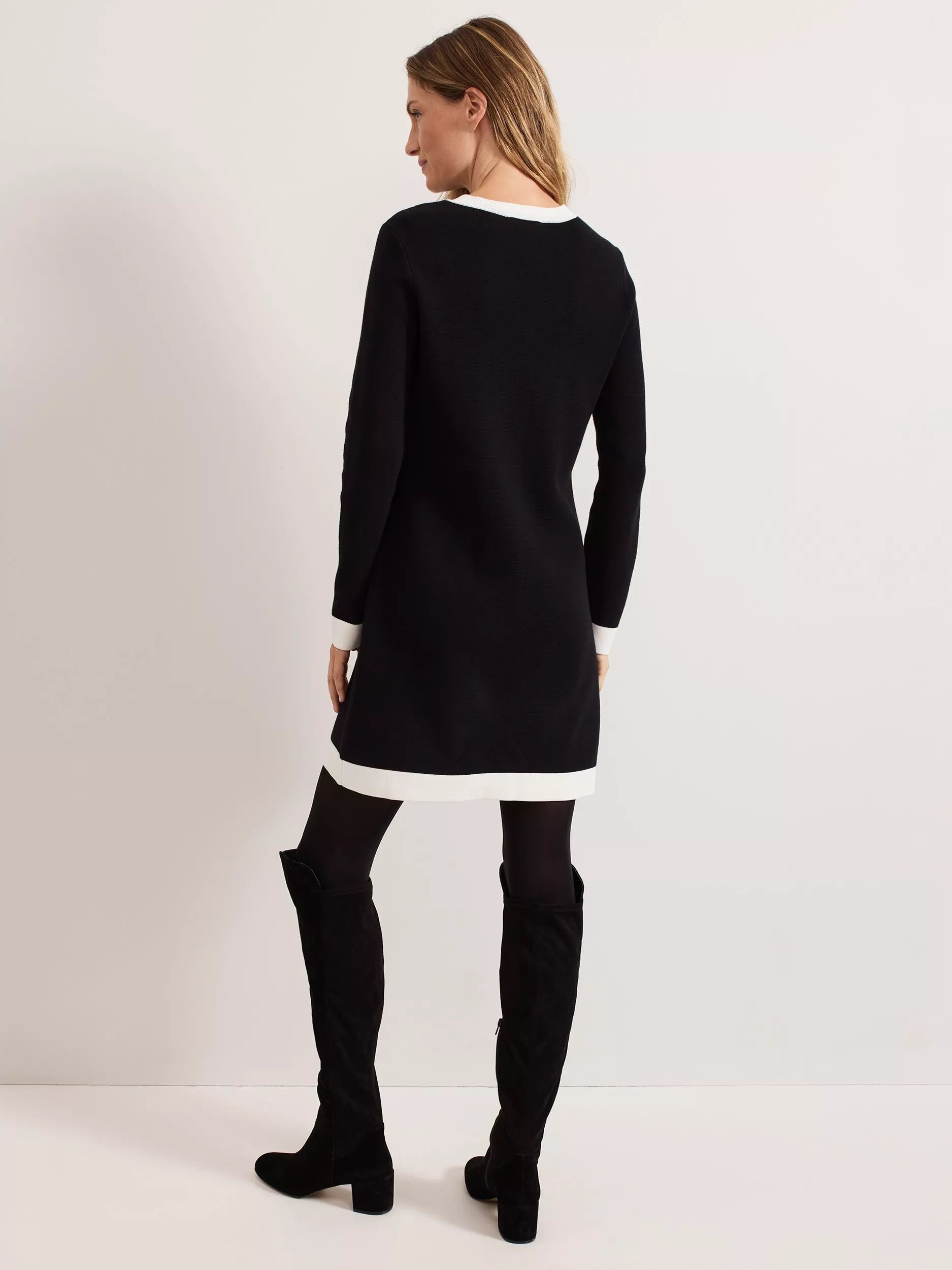 컬러 배색 니트 드레스 Jenny Colour Contrast Knit Dress, Black/Ivory 112573583