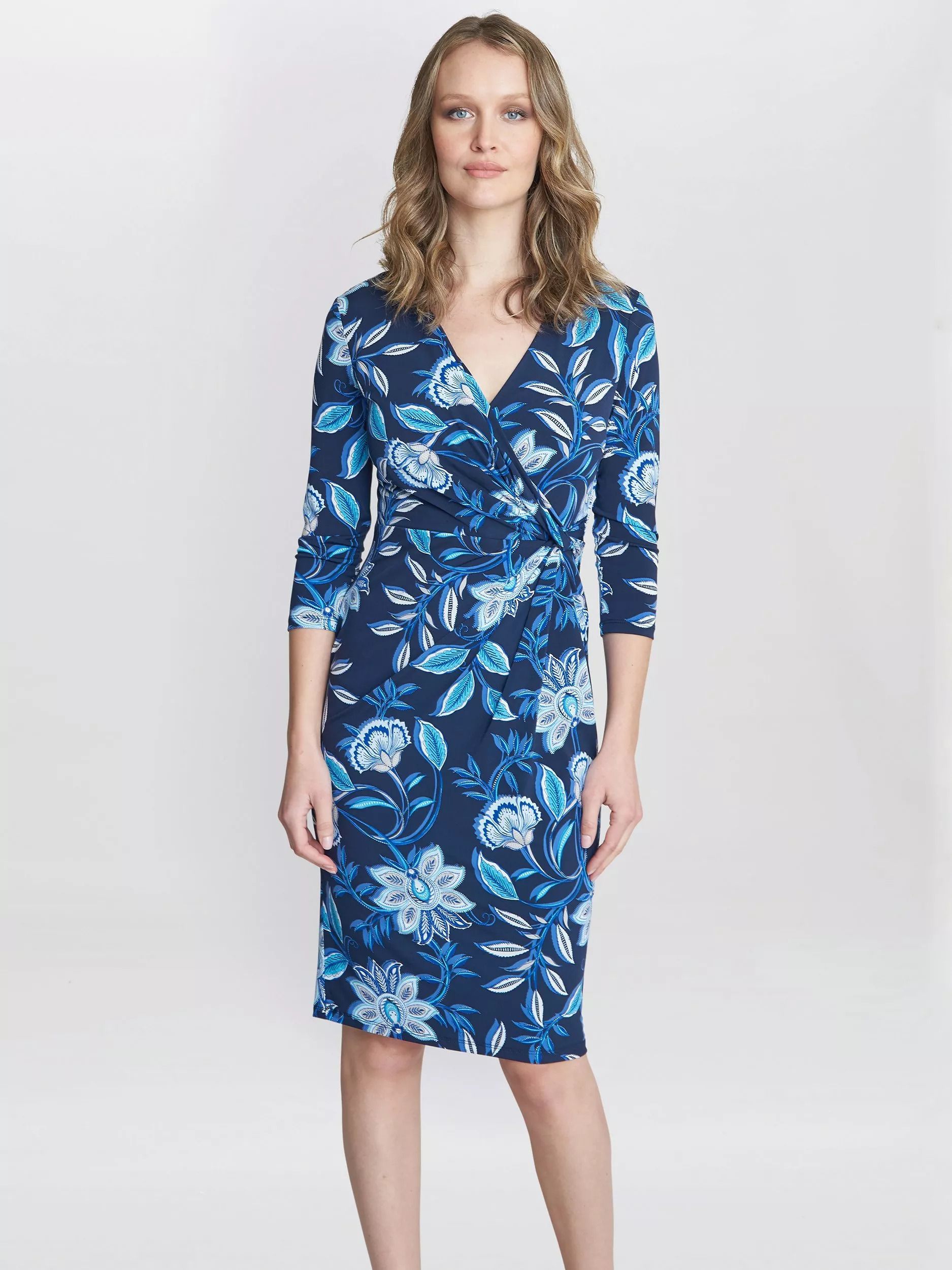 저지 랩 드레스 Cameron Jersey Wrap Dress, Teal/Multi 112043102