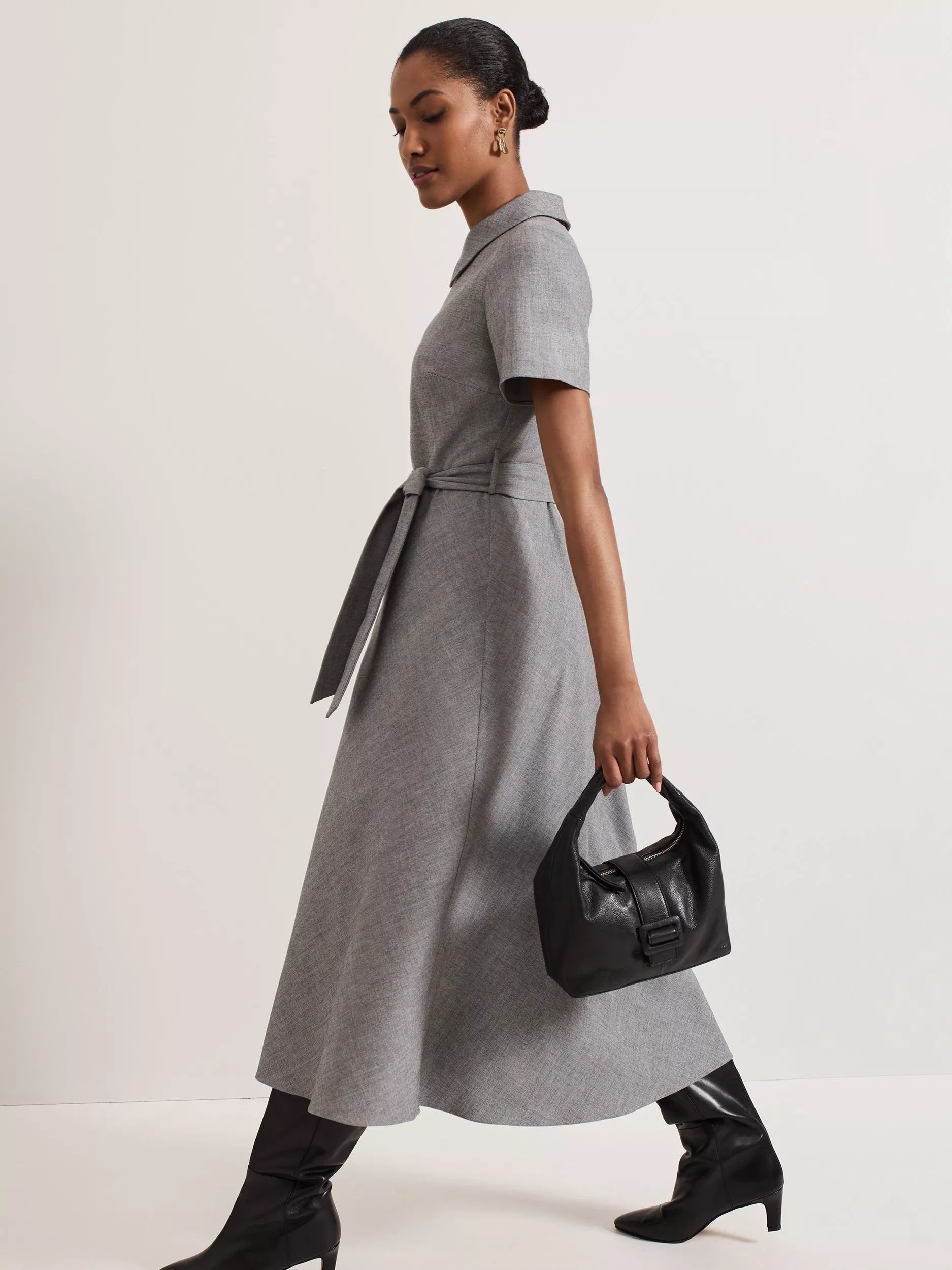 미디 셔츠 드레스 그레이 Silvia Midi Shirt Dress, Grey 112460844