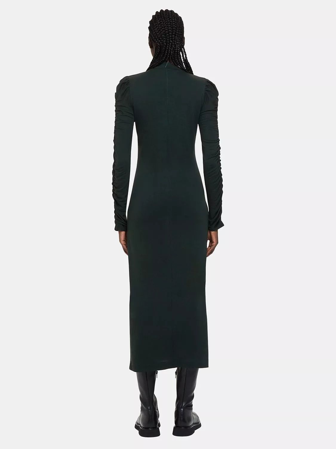 슬리브 저지 미디 드레스 다크 그린 Ruched Sleeve Jersey Midi Dress, Dark Green 110846258