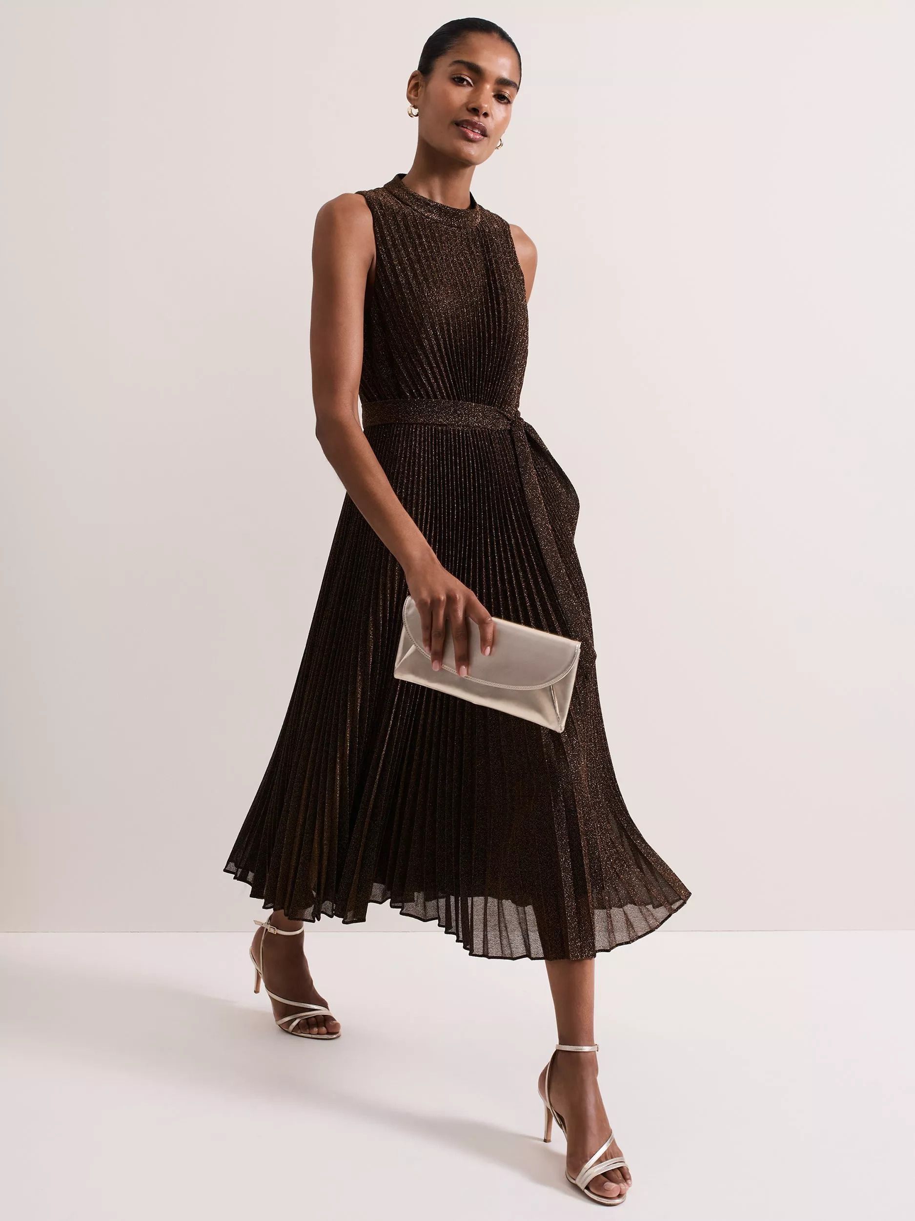 플리츠 드레스 Simara Sparkle Pleat Dress, Bronze 112416401