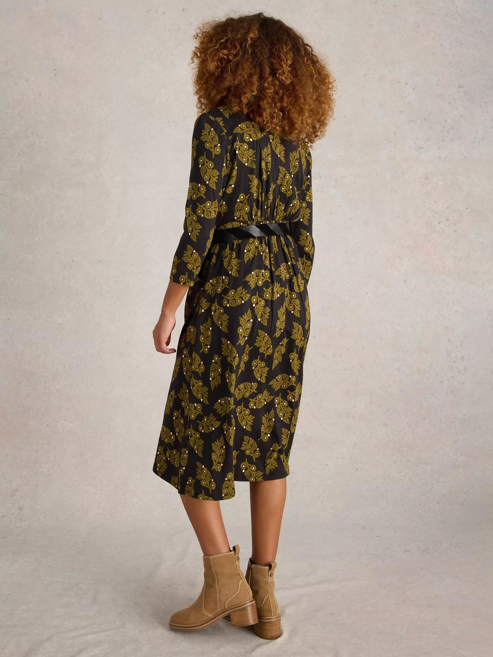 플로랄 오가닉 코튼 블렌드 드레스 Mia Floral Organic Cotton Blend Dress, Black/Multi 112276021