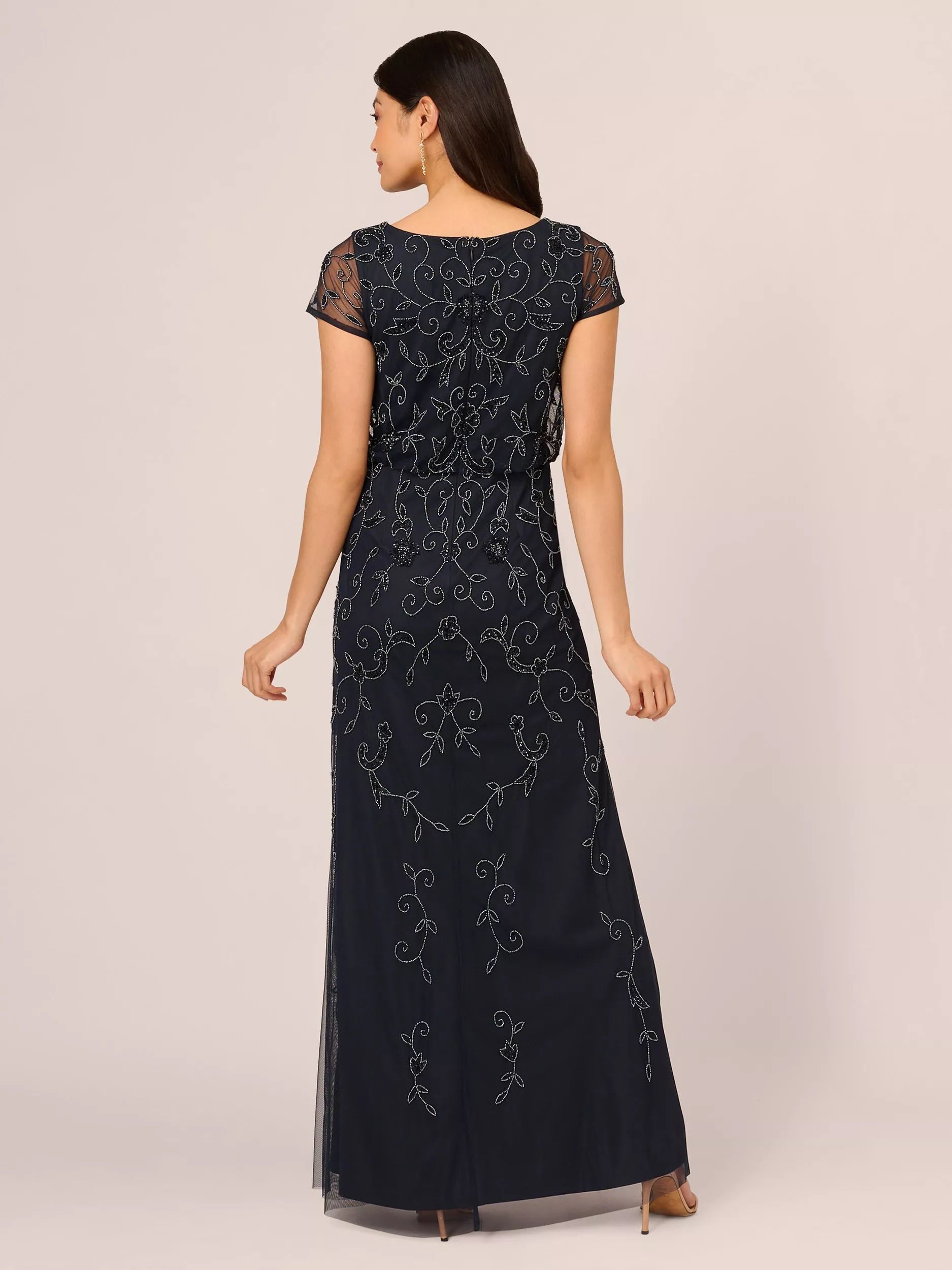 스튜디오 블루종 슬리브 맥시 드레스 Studio Beaded Blouson Sleeve Maxi Dress 112209255 Midnight