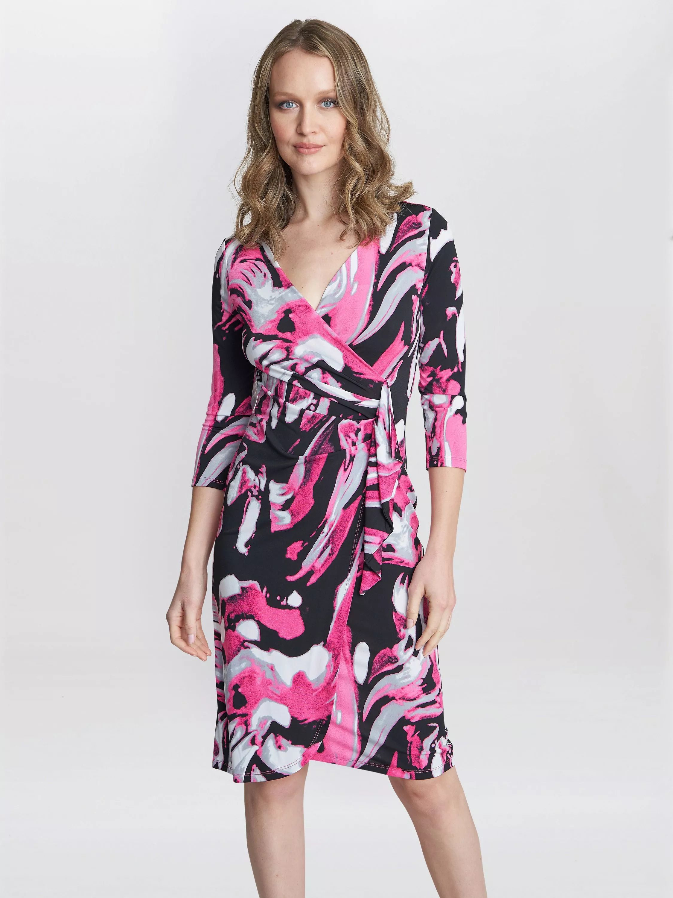 프린팅 저지 랩 이펙트 드레스 Anabelle Printed Jersey Wrap Effect Dress, Pink/Multi 111573910