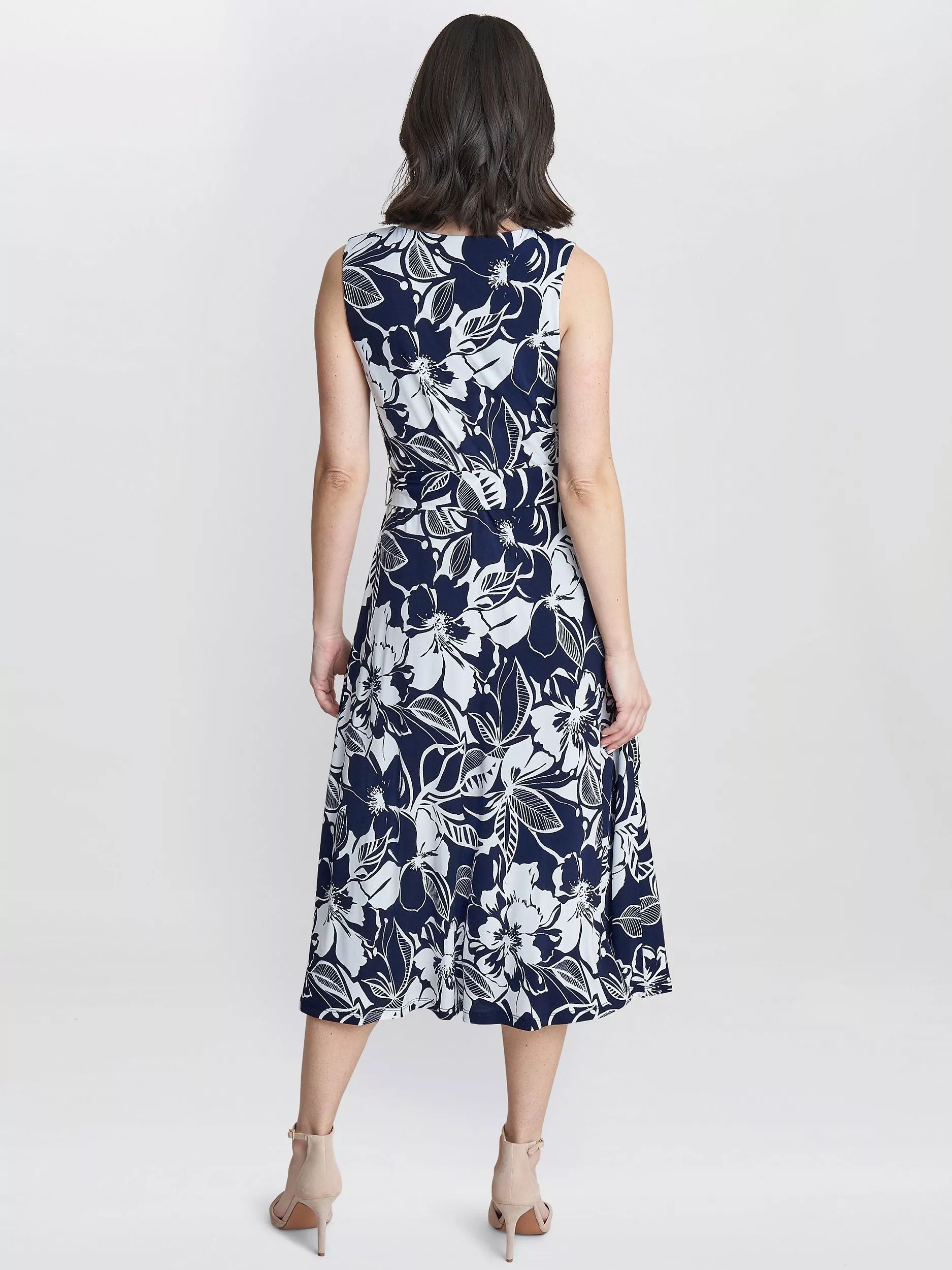 핏 플레어 저지 드레스 네이비 화이트 Denise Fit And Flare Jersey Dress, Navy/White 111695410
