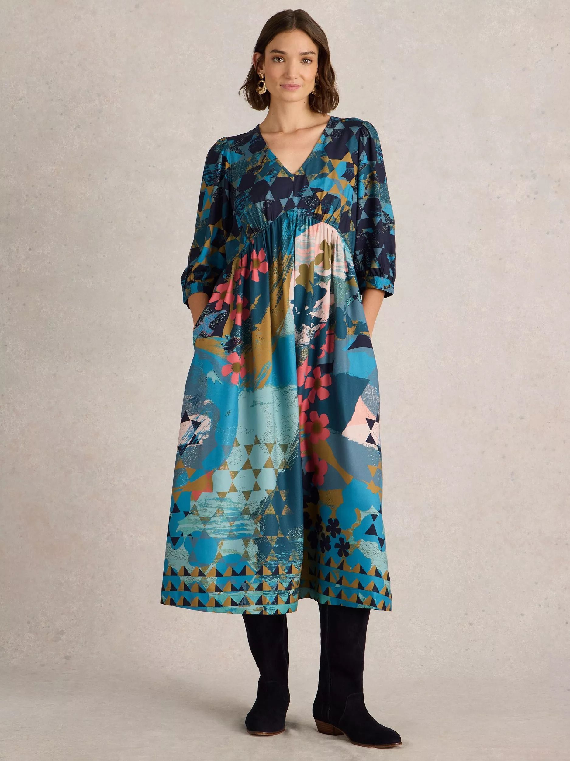 드레스 Lucy Abstract Dress, Teal/Multi 112278216