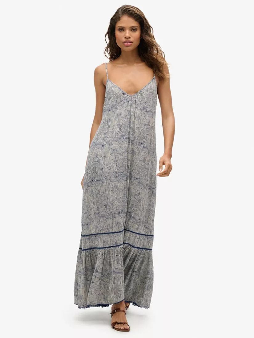 롱 비치 캐미솔 드레스 Long Beach Cami Dress 110012842 Maze Print Navy
