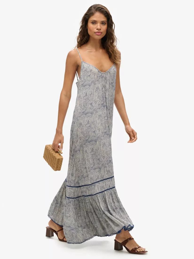 롱 비치 캐미솔 드레스 Long Beach Cami Dress 110012842 Maze Print Navy