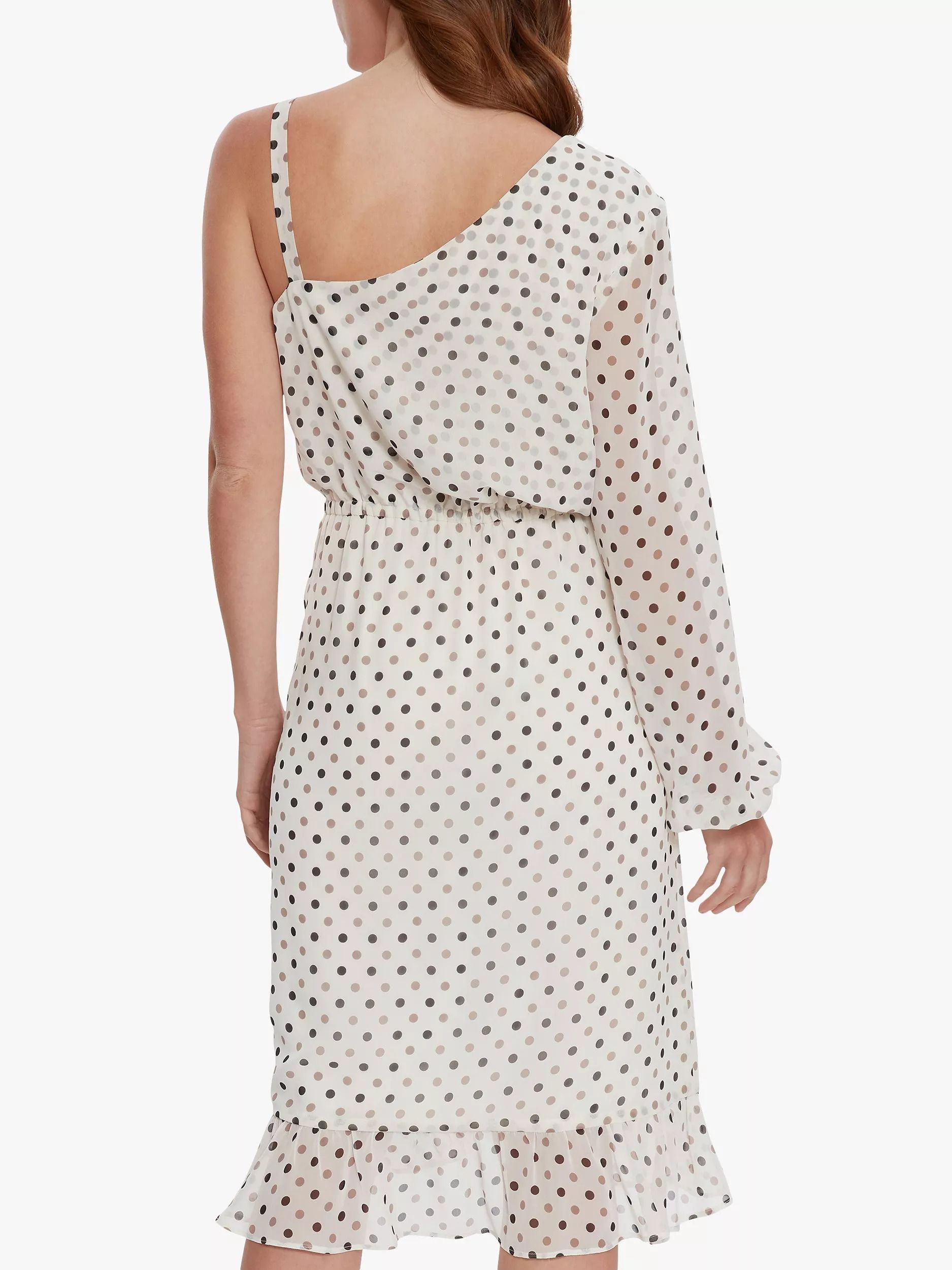 원 숄더 쉬폰 드레스 Sacha One Shoulder Chiffon Spot Dress, Ivory/Multi 6182120