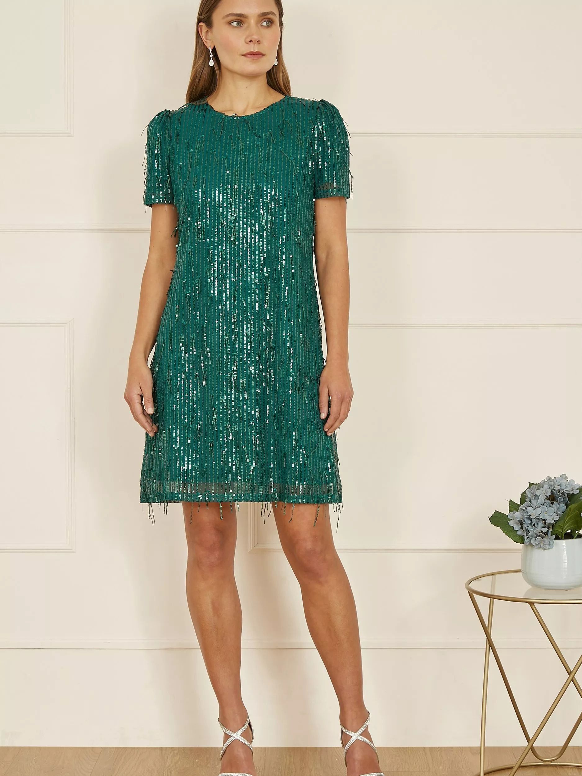 시퀸 튜닉 미니 드레스 Mela Sequin Fringe Tunic Mini Dress 112773817 Green