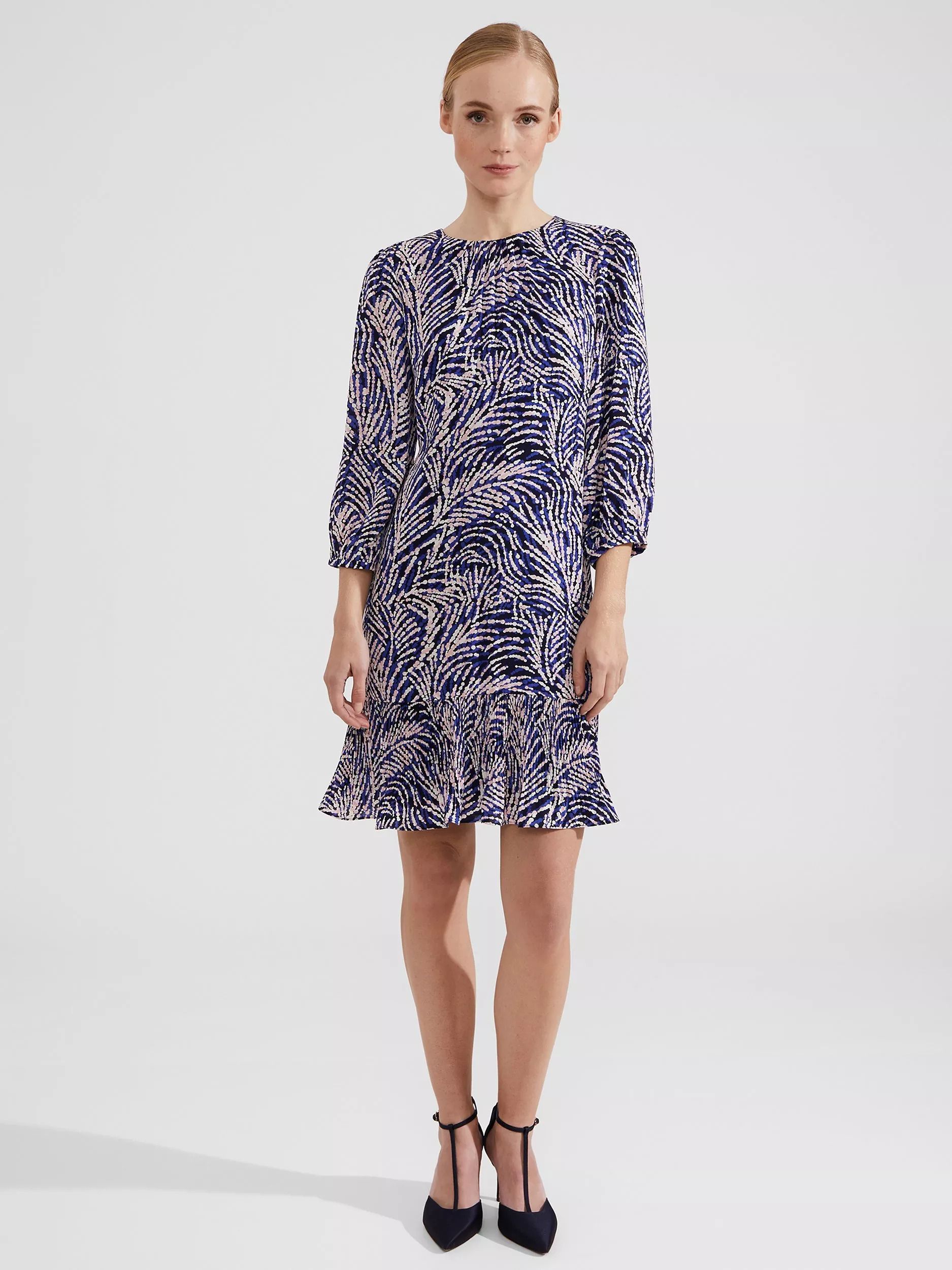 쁘띠 프린트 드레스 Petite Lilith Abstract Print Dress, Navy/Multi 111516569